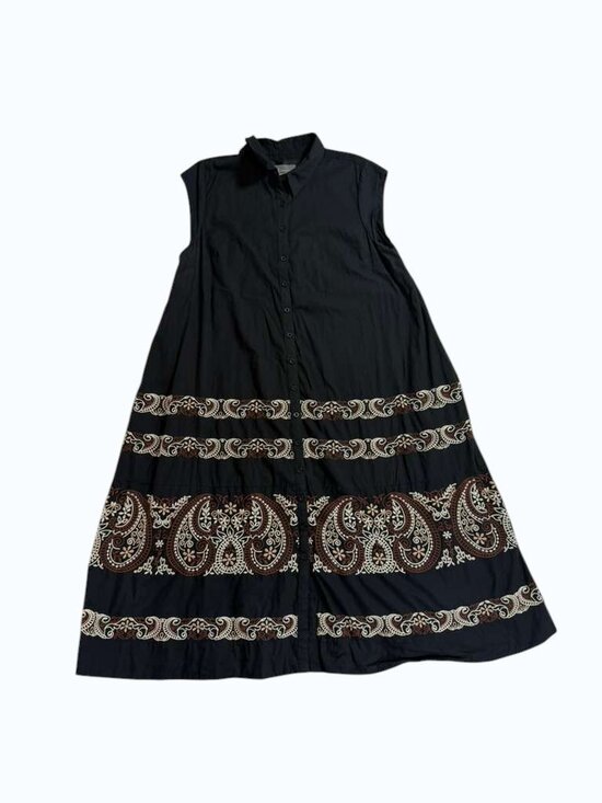 anthropologie sleeveless embroidered midi dress By Anthropologie Sleeveless Embroidered Drop-Waist Midi Dress with Scarf